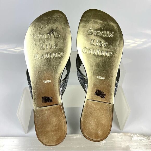 JUICY COUTURE Size 8.5 Flat Thong w Bow Gold Bottom - Picture 7 of 8